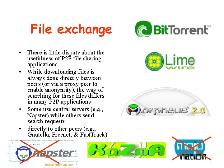 File exchange • There is little dispute about the usefulness of P 2 P File exchange • There is little dispute about the usefulness of P 2 P