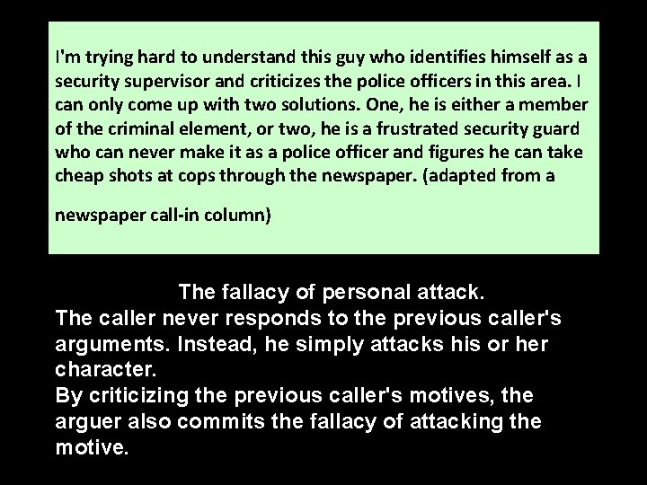 I'm trying hard to understand this guy who identifies himself as a security supervisor