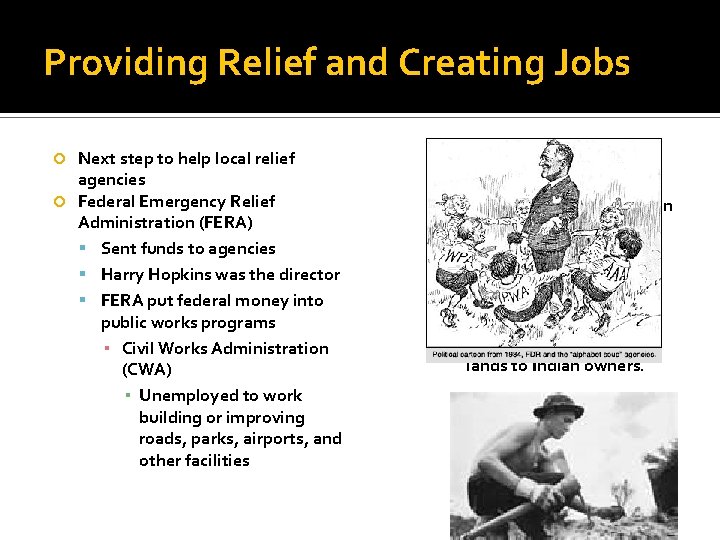 Providing Relief and Creating Jobs Next step to help local relief agencies Federal Emergency Providing Relief and Creating Jobs Next step to help local relief agencies Federal Emergency