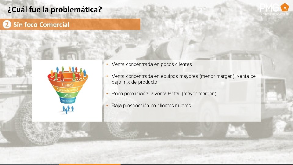 ¿Cuál fue la problemática? ❷ Sin foco Comercial • Venta concentrada en pocos clientes