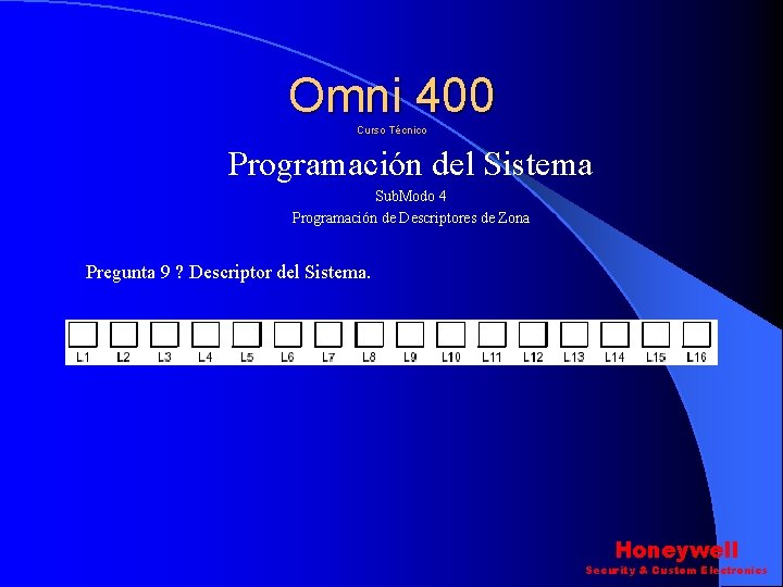 Omni 400 Curso Técnico Programación del Sistema Sub. Modo 4 Programación de Descriptores de Omni 400 Curso Técnico Programación del Sistema Sub. Modo 4 Programación de Descriptores de