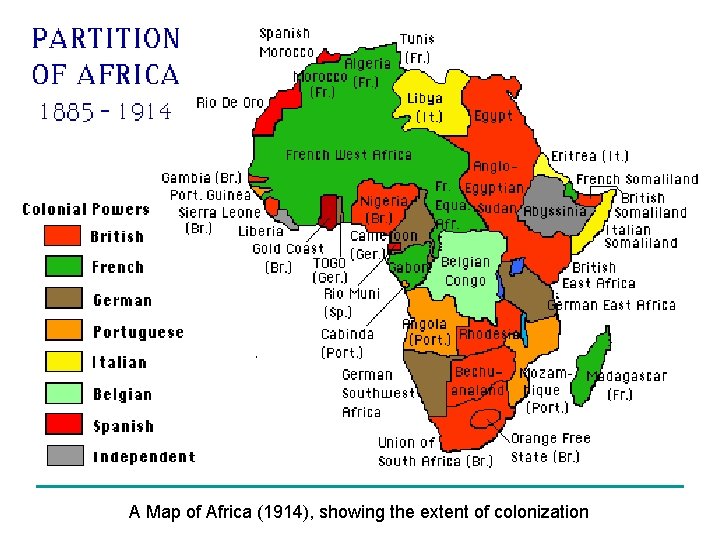 A Map of Africa (1914), showing the extent of colonization 