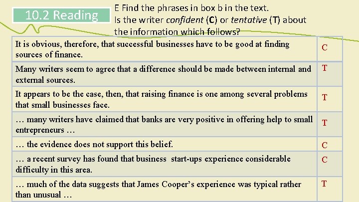 10. 2 Reading E Find the phrases in box b in the text. Is 10. 2 Reading E Find the phrases in box b in the text. Is