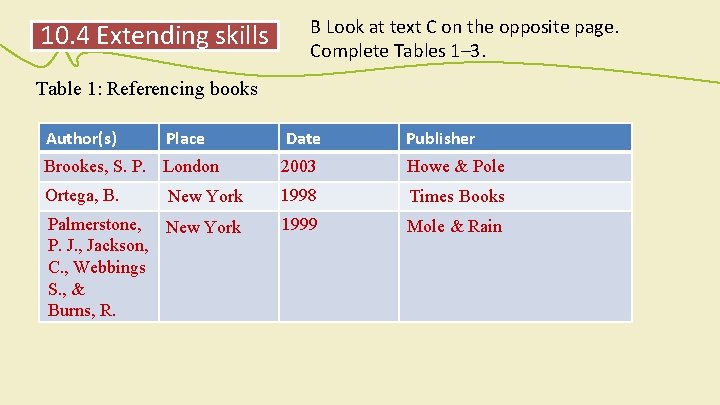 10. 4 Extending skills B Look at text C on the opposite page. Complete 10. 4 Extending skills B Look at text C on the opposite page. Complete