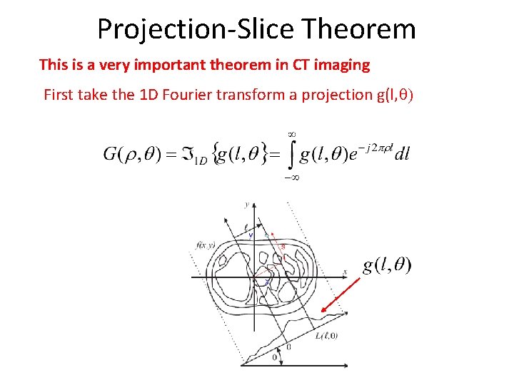 Projection-Slice Theorem This is a very important theorem in CT imaging First take the