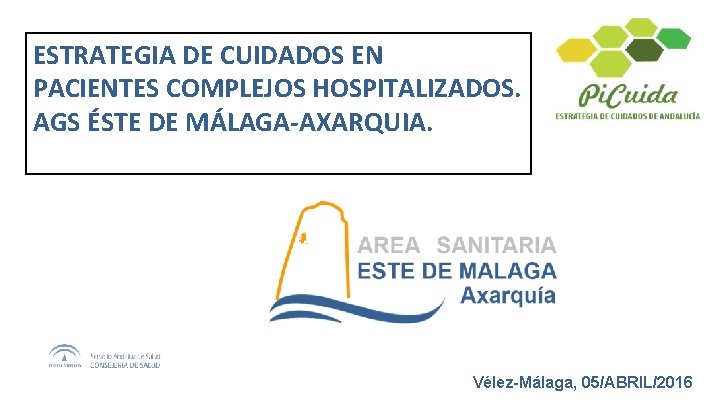 ESTRATEGIA DE CUIDADOS EN PACIENTES COMPLEJOS HOSPITALIZADOS. AGS ÉSTE DE MÁLAGA-AXARQUIA. Vélez-Málaga, 05/ABRIL/2016 