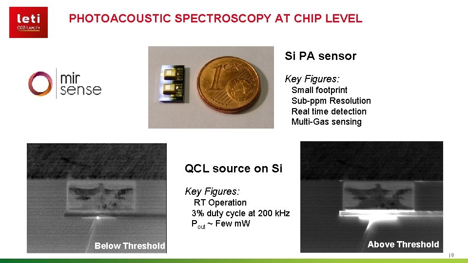 PHOTOACOUSTIC SPECTROSCOPY AT CHIP LEVEL Si PA sensor Key Figures: Small footprint Sub-ppm Resolution