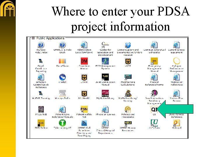 Where to enter your PDSA project information 