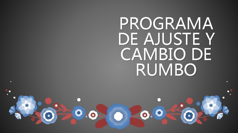 PROGRAMA DE AJUSTE Y CAMBIO DE RUMBO PROGRAMA DE AJUSTE Y CAMBIO DE RUMBO
