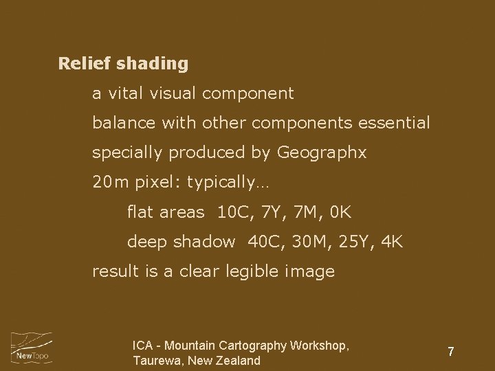 Relief shading a vital visual component balance with other components essential specially produced by