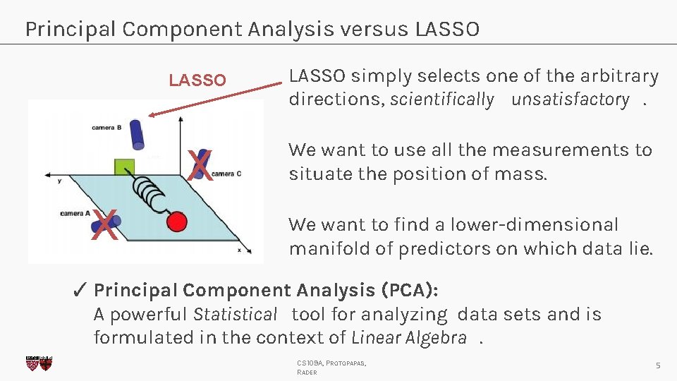 Principal Component Analysis versus LASSO X LASSO simply selects one of the arbitrary directions,