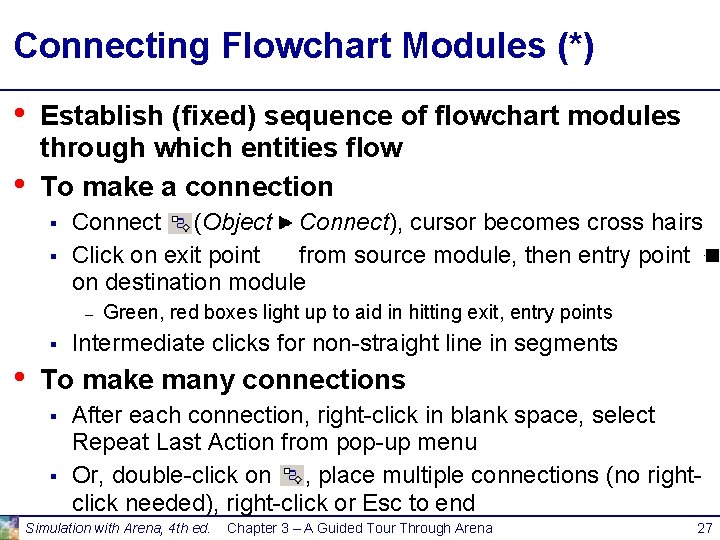 Connecting Flowchart Modules (*) • • Establish (fixed) sequence of flowchart modules through which