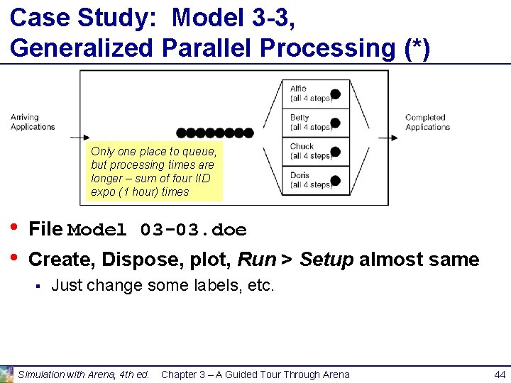 Case Study: Model 3 -3, Generalized Parallel Processing (*) Only one place to queue,