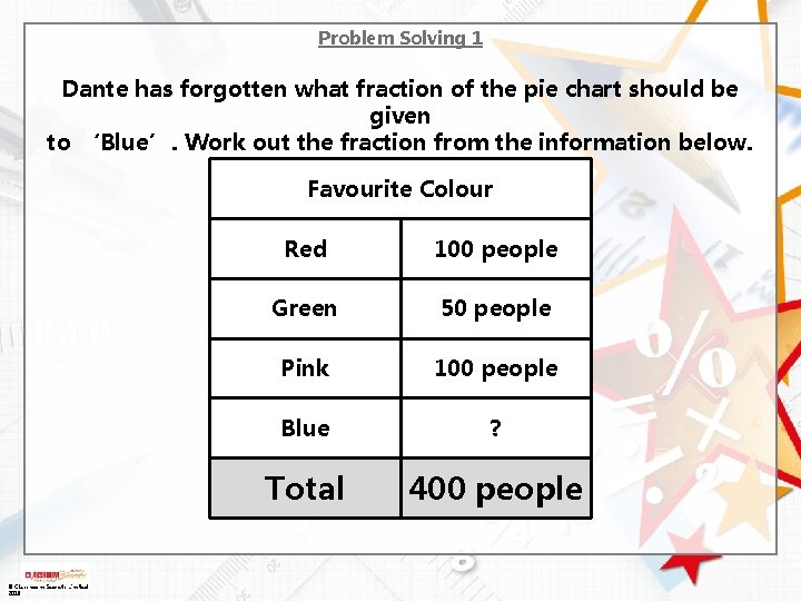 Problem Solving 1 Dante has forgotten what fraction of the pie chart should be Problem Solving 1 Dante has forgotten what fraction of the pie chart should be