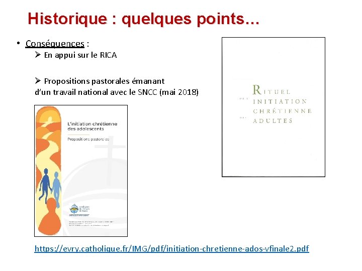 Historique : quelques points… • Conséquences : Ø En appui sur le RICA Ø