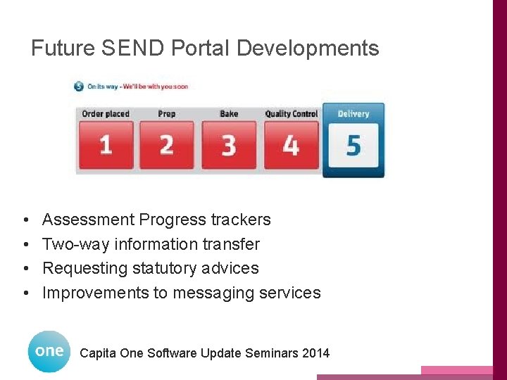 Future SEND Portal Developments • • Assessment Progress trackers Two-way information transfer Requesting statutory Future SEND Portal Developments • • Assessment Progress trackers Two-way information transfer Requesting statutory