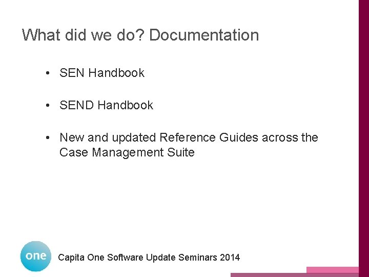What did we do? Documentation • SEN Handbook • SEND Handbook • New and What did we do? Documentation • SEN Handbook • SEND Handbook • New and