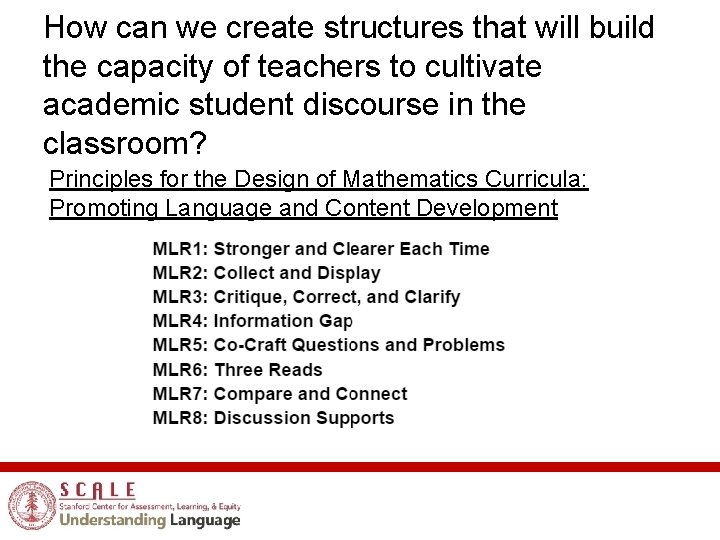 How can we create structures that will build the capacity of teachers to cultivate