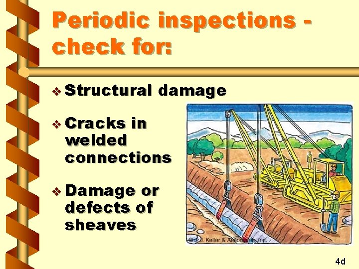 Periodic inspections check for: v Structural v Cracks damage in welded connections v Damage