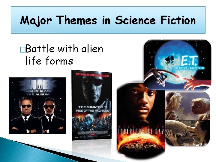 Major Themes in Science Fiction �Battle with alien life forms 