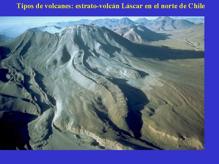 Tipos de volcanes: estrato-volcán Láscar en el norte de Chile 