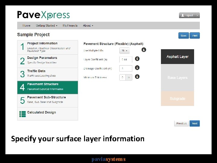 Specify your surface layer information paviasystems 