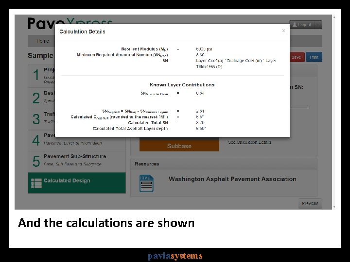 And the calculations are shown paviasystems 