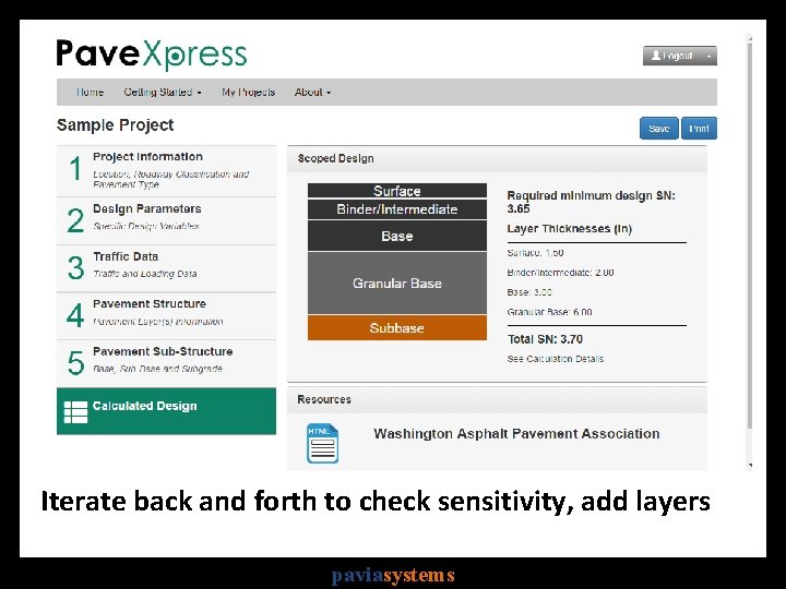 Iterate back and forth to check sensitivity, add layers paviasystems 