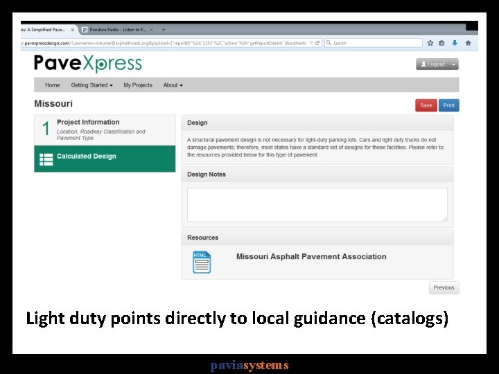 Light duty points directly to local guidance (catalogs) paviasystems 