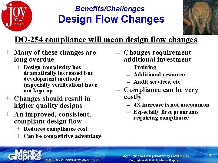 Benefits/Challenges DO-254 Design Flow Changes DO-254 compliance will mean design flow changes + Many