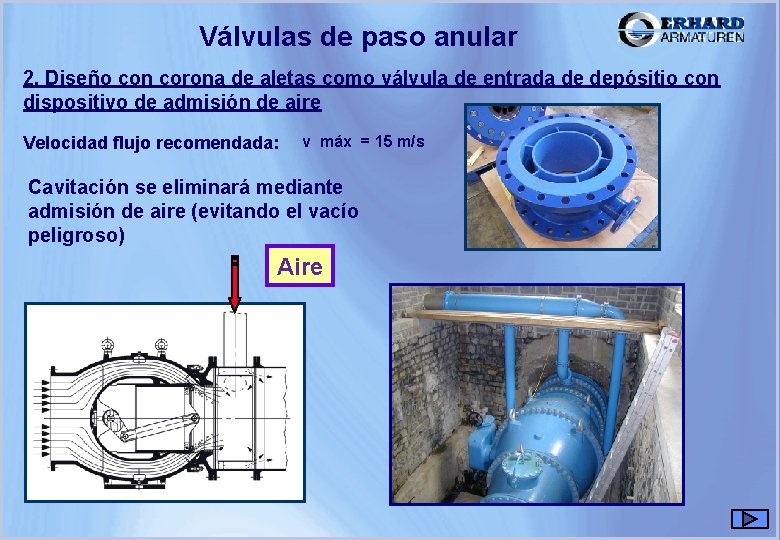 Válvulas de paso anular 2. Diseño con corona de aletas como válvula de entrada Válvulas de paso anular 2. Diseño con corona de aletas como válvula de entrada