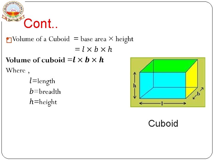 Cont. . � Cuboid 