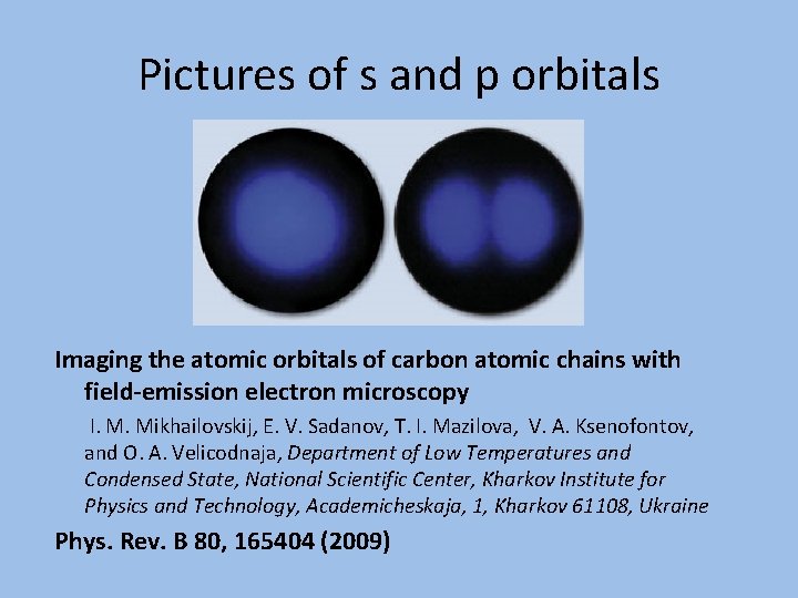 Pictures of s and p orbitals Imaging the atomic orbitals of carbon atomic chains