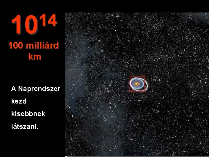 14 10 100 milliárd km A Naprendszer kezd kisebbnek látszani. 