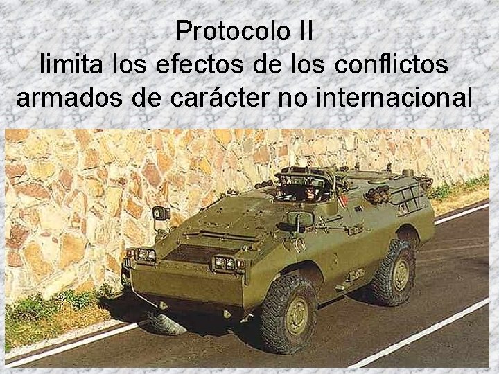 Protocolo II limita los efectos de los conflictos armados de carácter no internacional 