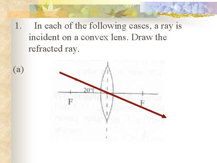 1. In each of the following cases, a ray is incident on a convex
