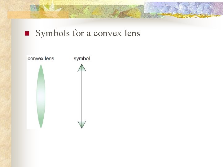 n Symbols for a convex lens 