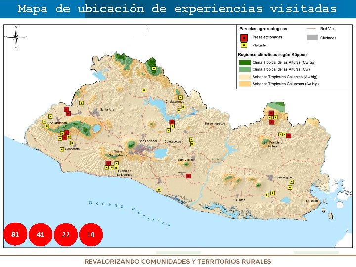 Mapa de ubicación de experiencias visitadas 81 41 22 10 