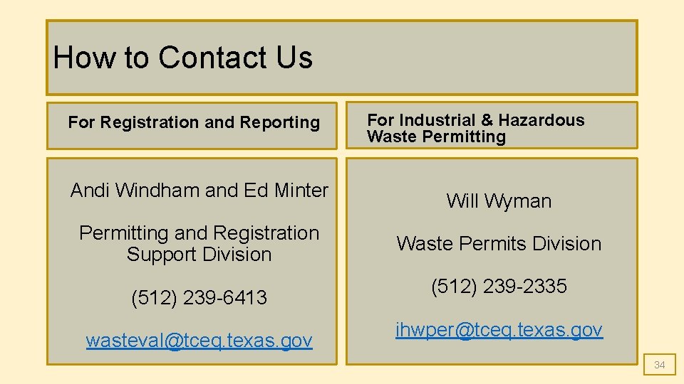 How to Contact Us For Registration and Reporting Andi Windham and Ed Minter Permitting How to Contact Us For Registration and Reporting Andi Windham and Ed Minter Permitting