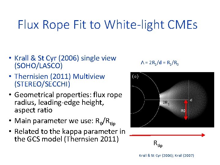 Flux Rope Fit to White-light CMEs • Krall & St Cyr (2006) single view