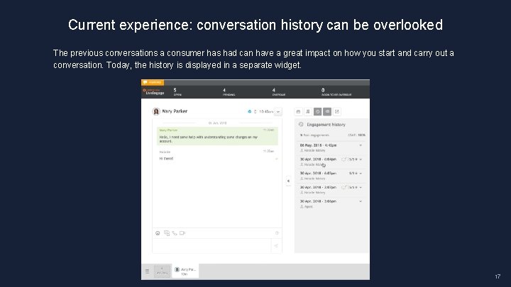 Current experience: conversation history can be overlooked The previous conversations a consumer has had