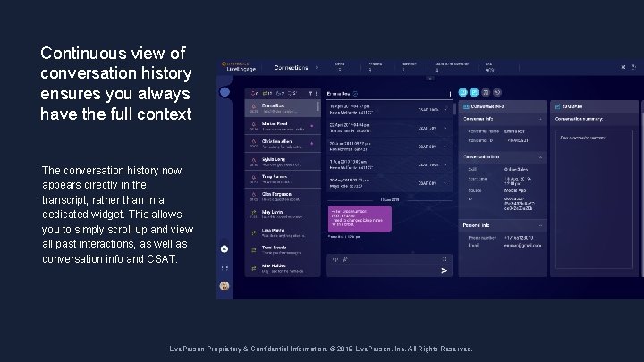 Continuous view of conversation history ensures you always have the full context The conversation