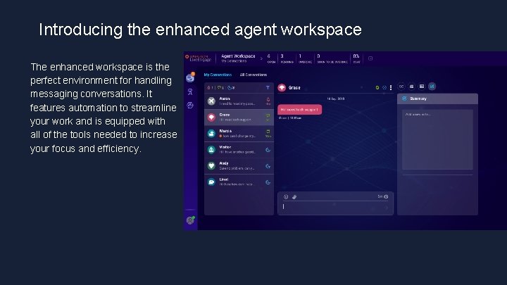 Introducing the enhanced agent workspace The enhanced workspace is the perfect environment for handling