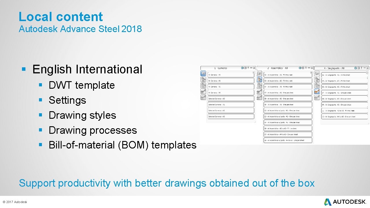 Local content Autodesk Advance Steel 2018 § English International § § § DWT template