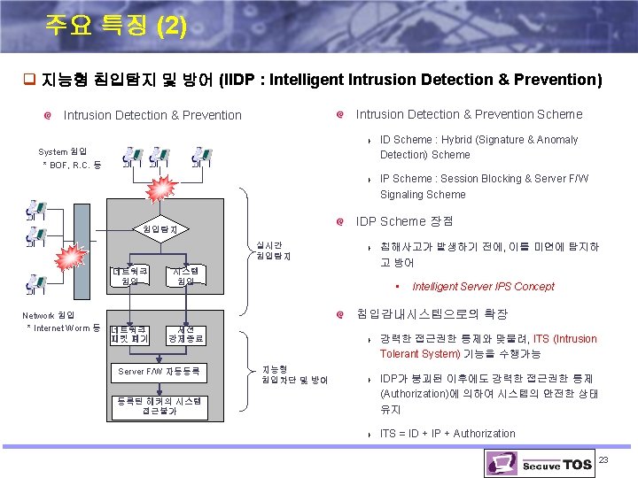 주요 특징 (2) q 지능형 침입탐지 및 방어 (IIDP : Intelligent Intrusion Detection & 주요 특징 (2) q 지능형 침입탐지 및 방어 (IIDP : Intelligent Intrusion Detection &