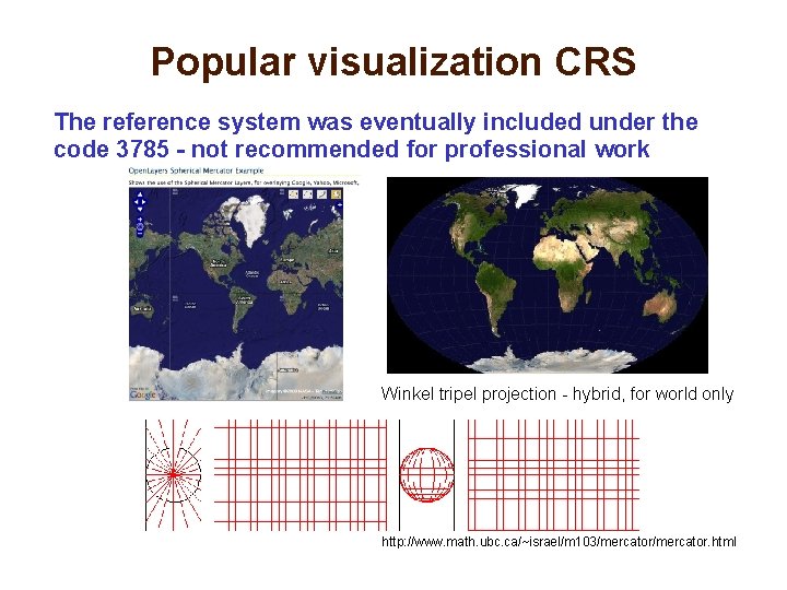 Popular visualization CRS The reference system was eventually included under the code 3785 -