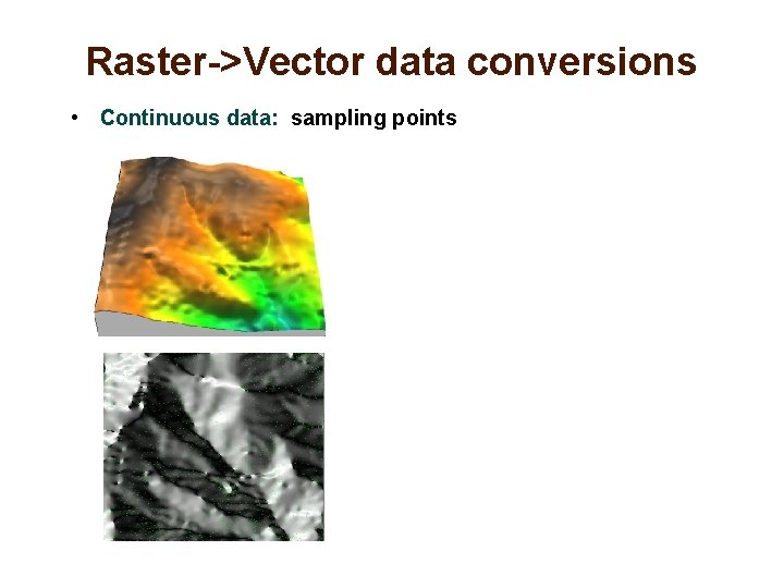 Raster->Vector data conversions • Continuous data: sampling points 