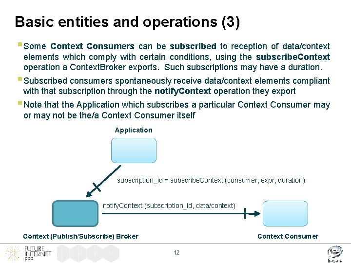 Basic entities and operations (3) § Some Context Consumers can be subscribed to reception