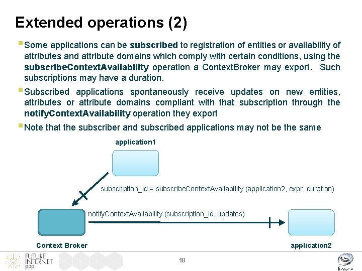 Extended operations (2) § Some applications can be subscribed to registration of entities or