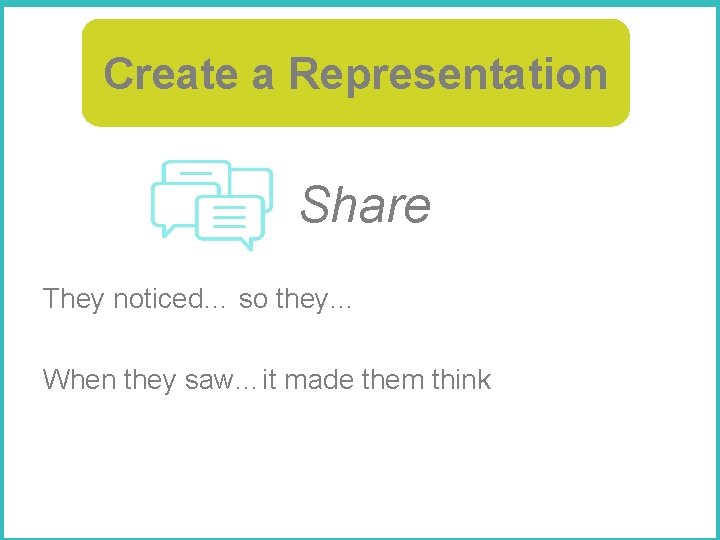 Create a Representation Share They noticed… so they… When they saw…it made them think